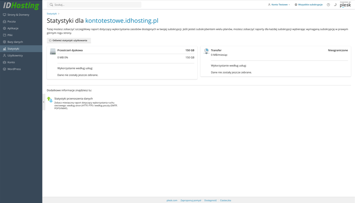 Plesk - statystyki
